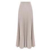 Geplooide Viscose Rok Kocca , Beige , Dames