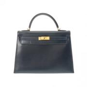 Pre-owned Leather handbags Hermès Vintage , Blue , Dames