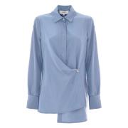 Lange mouwen shirt met asymmetrisch design Kocca , Blue , Dames