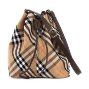 Gestructureerde katoenen bucket bag met leren afwerking Burberry , Bei...