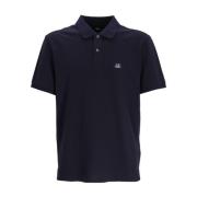 Blauw Poloshirt Logo Patch Korte Mouw C.p. Company , Blue , Heren