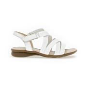 Witte Leren Comfort Sandalen Gabor , White , Dames