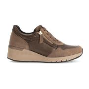 Taupe Leren Gecombineerde Manden Gabor , Brown , Dames