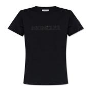 T-shirt met logo Moncler , Black , Dames