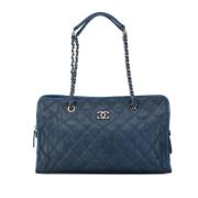 Pre-owned Leather totes Chanel Vintage , Blue , Dames