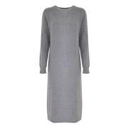 Elegante Gebreide Jurk met Openwerkdetaillering Kocca , Gray , Dames