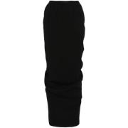 Zwarte wollen crêpe rok met elastische taille Rick Owens , Black , Dam...