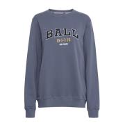 Blauwe Sweatshirt met Geborduurd Logo Ball , Blue , Dames