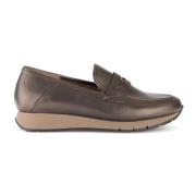 Bronzen Leren Basket Sneakers Gabor , Brown , Dames