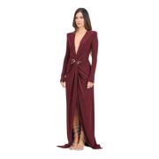 Bordeaux Lange Jurk met Voor Split Elisabetta Franchi , Red , Dames