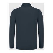 Essentiële Gebreide Mockneck Sweater Navy Pure Path , Blue , Heren