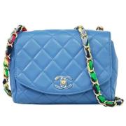 Pre-owned Leather chanel-bags Chanel Vintage , Blue , Dames