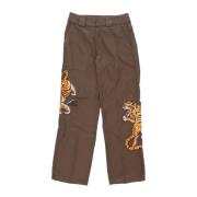 Bruine Flight Broek met Oversized Borduursel Market , Brown , Heren