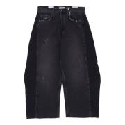 Upcycled zwarte denim jeans Amish , Black , Dames