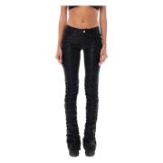 Zwarte Nep Leren Gerimpelde Broek Misbhv , Black , Dames