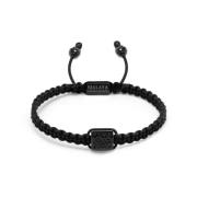 Mens Black String Bracelet with Black CZ Flatbead Nialaya , Black , He...