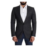 Elegante Martini Zwarte Wollen Blazer Dolce & Gabbana , Black , Heren