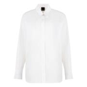 Oversized Katoenen Shirt met Afgeronde Zoom Pinko , White , Dames