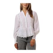 Witte Geborduurde Blouse voor Vrouwen Neo Noir , White , Dames