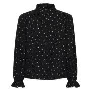 Zwart Hartenprint Shirt/Blouse Ichi , Black , Dames