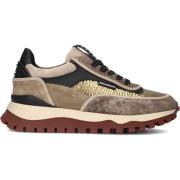 Taupe Sneakers met Zwart en Goud Accents Floris van Bommel , Multicolo...