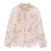 Witte Blouson Mouw Bloemenstrik Shirt Zimmermann , Multicolor , Dames