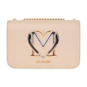 Beige Schoudertas met Kettingband Love Moschino , Beige , Dames