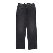 Vintage Zwarte Heren Denim Jeans Amish , Black , Heren