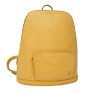 Pre-owned Leather backpacks Louis Vuitton Vintage , Yellow , Dames