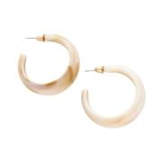 Beige/Bruine Hoop Oorbellen Omss23-035 Notre-v , Beige , Dames