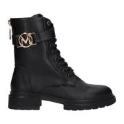 Zwarte leren veterschoenen Mexx , Black , Dames