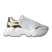 Wit Goud Lage Top Sneakers Dolce & Gabbana , White , Dames