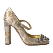 Bloemen Jacquard Kristal Hoge Hak Pumps Dolce & Gabbana , Yellow , Dam...