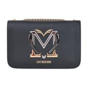 Zwarte schoudertas met kettingriem Love Moschino , Black , Dames