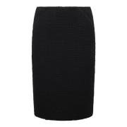 Wijdvallende Tweed Midi Rok met Split N21 , Black , Dames