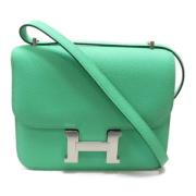 Pre-owned Leather shoulder-bags Hermès Vintage , Green , Dames