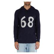 Wol Alpaca Hoodie met Raglanmouwen Sun68 , Blue , Heren