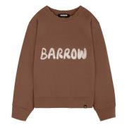 Distressed Crewneck Sweatshirt met Jacquard Label Barrow , Brown , Uni...