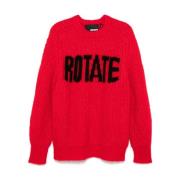 Rode Intarsia-gebreide Trui met Logo Rotate Birger Christensen , Red ,...