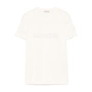 Witte T-shirts en Polos met Kristal Logo Moncler , White , Dames