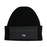 Zwarte Beanie Muts Y-3 , Black , Heren