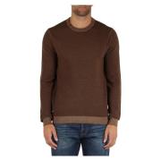 Merinowol trui met geborduurd logo Sun68 , Brown , Heren