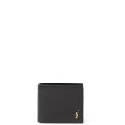 Geborstelde leren portemonnee Saint Laurent , Black , Heren