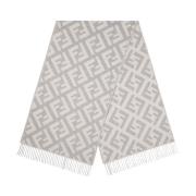 Grijze Wol Kasjmier Franje Sjaal Fendi , Gray , Dames