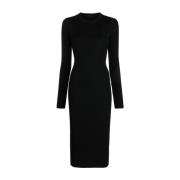 Zwarte Wol Midi Jurk Wardrobe.nyc , Black , Dames