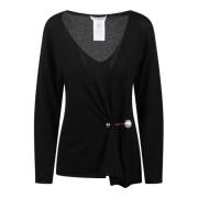 Pin-detail V-hals trui Philosophy di Lorenzo Serafini , Black , Dames