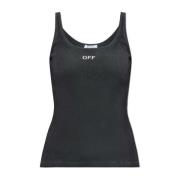 Geribbelde top met logo Off White , Black , Dames