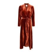 Brunt Oranje Fluweel Wrap Jurk Forte Forte , Orange , Dames