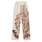 Wijde Broek van Zijdeblend Aeron , Beige , Dames