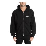 Gestreepte Rits Hoodie met Logo Represent , Black , Heren